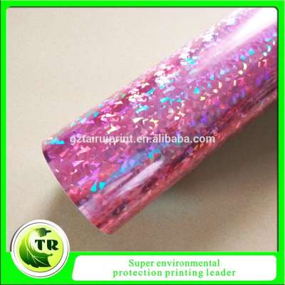 Shiny Pink laser PET heat transfer film for clothing